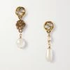 GUCCI Goldfarbene Ohrstecker Mit Kunstperlen