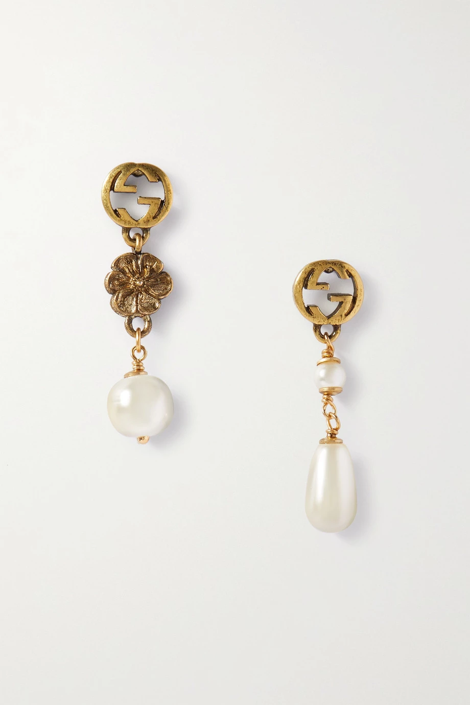 GUCCI Goldfarbene Ohrstecker Mit Kunstperlen 1 GUCCI Goldfarbene Ohrstecker Mit Kunstperlen