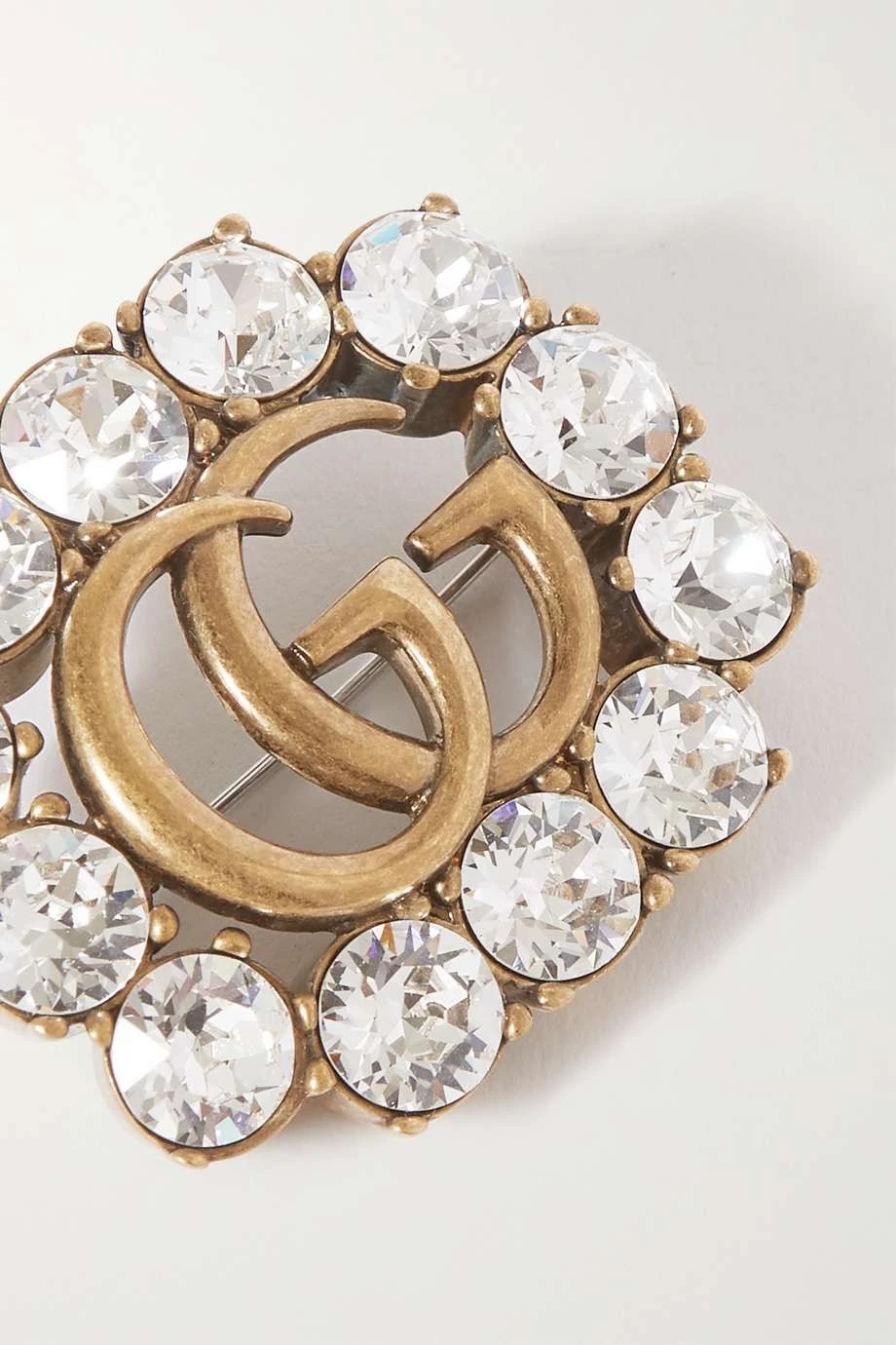 GUCCI Goldfarbene Brosche Mit Kristallen 4 GUCCI Goldfarbene Brosche Mit Kristallen – Bild 4