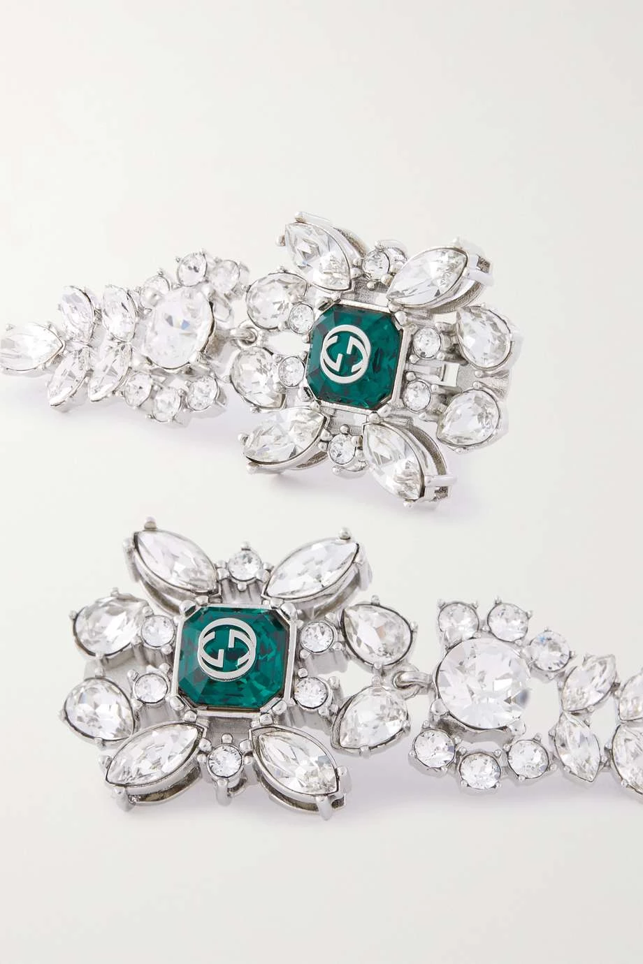 GUCCI Silberfarbene Ohrclips Mit Kristallen 4 GUCCI Silberfarbene Ohrclips Mit Kristallen – Bild 4