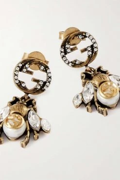 GUCCI Goldfarbene Ohrringe Mit Kristallen Und Kunstperlen -Offizielle GUCCI Website w920 q60 1092