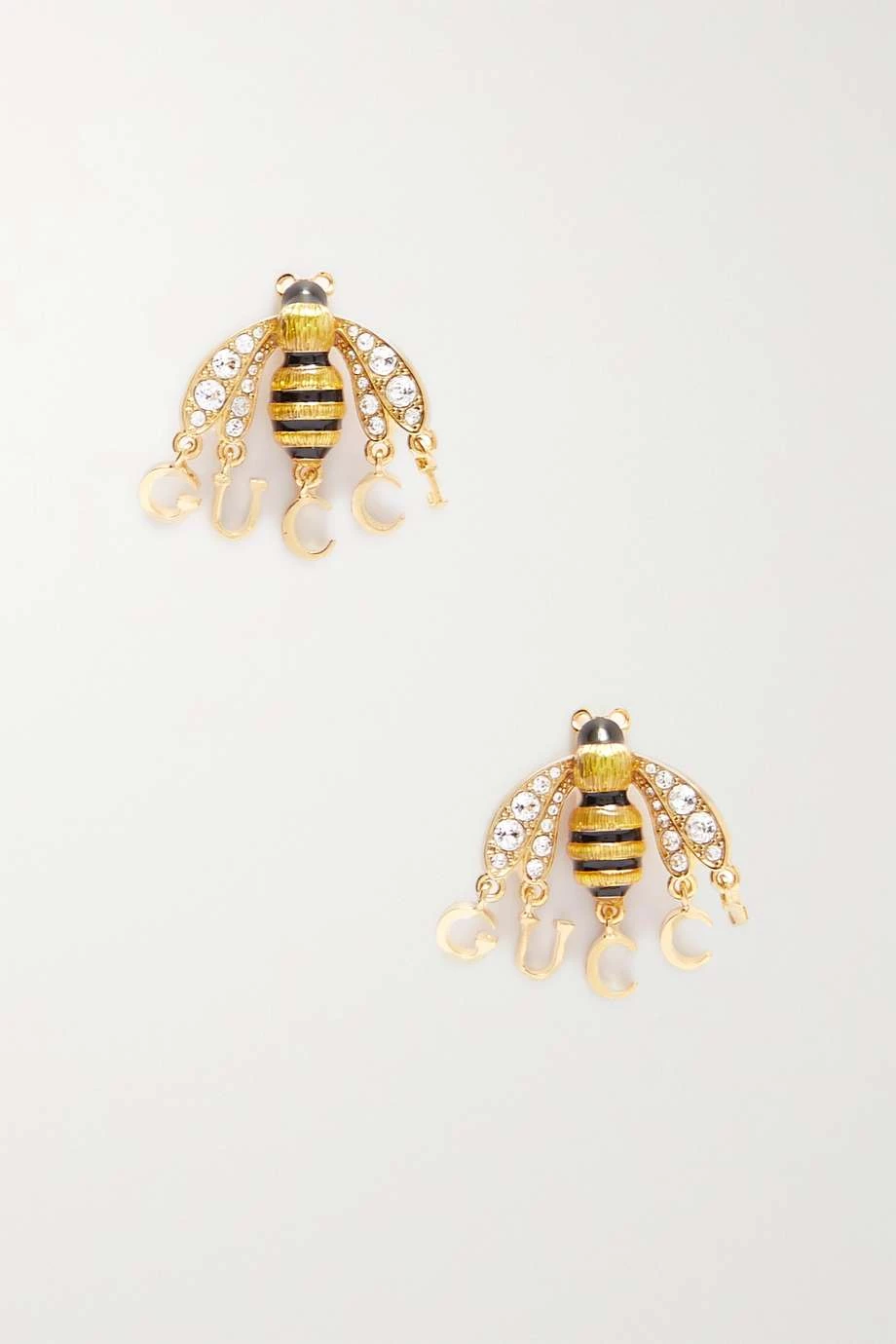 GUCCI Goldfarbene Ohrringe Mit Kristallen Und Emaille 1 GUCCI Goldfarbene Ohrringe Mit Kristallen Und Emaille