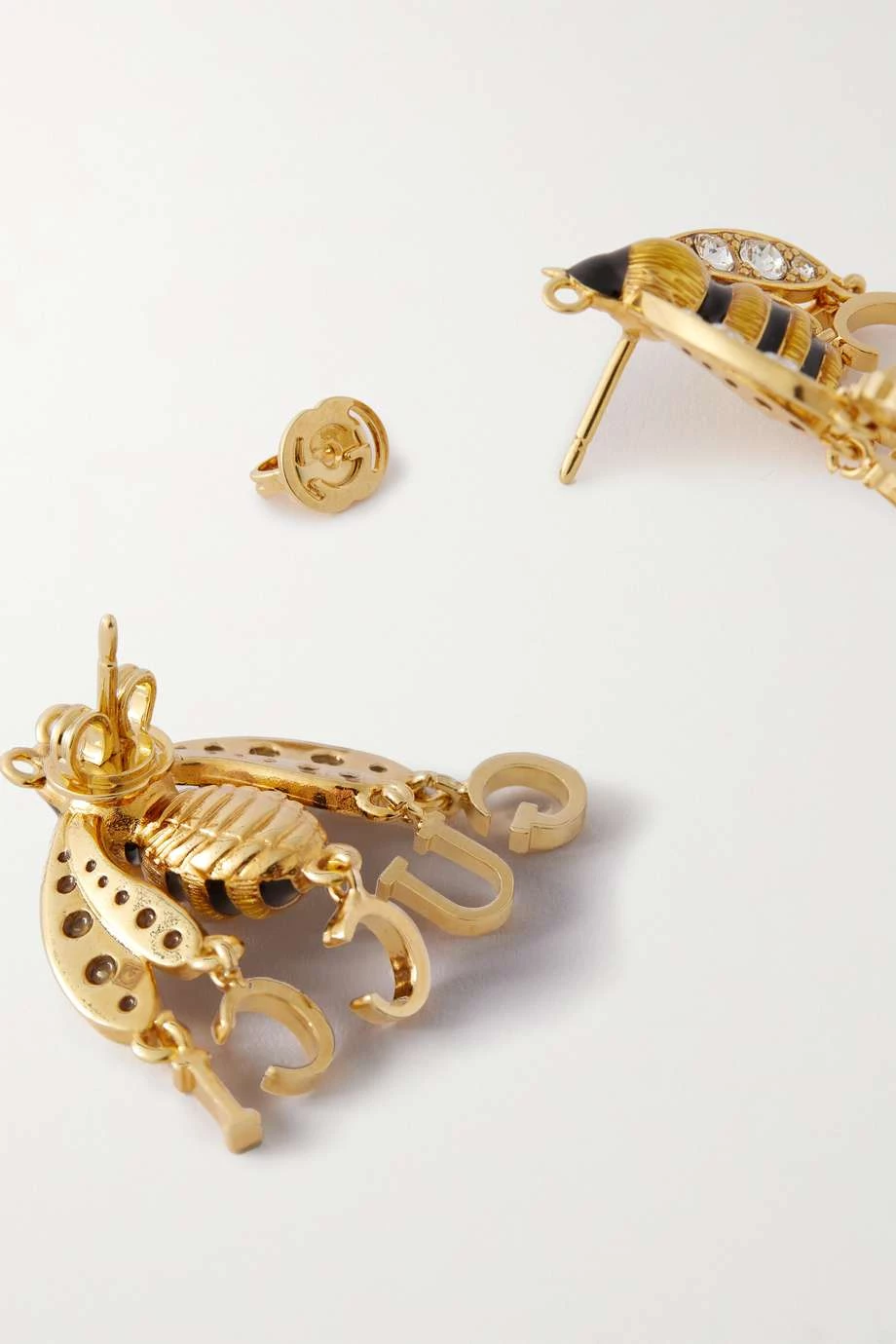 GUCCI Goldfarbene Ohrringe Mit Kristallen Und Emaille 3 GUCCI Goldfarbene Ohrringe Mit Kristallen Und Emaille – Bild 3