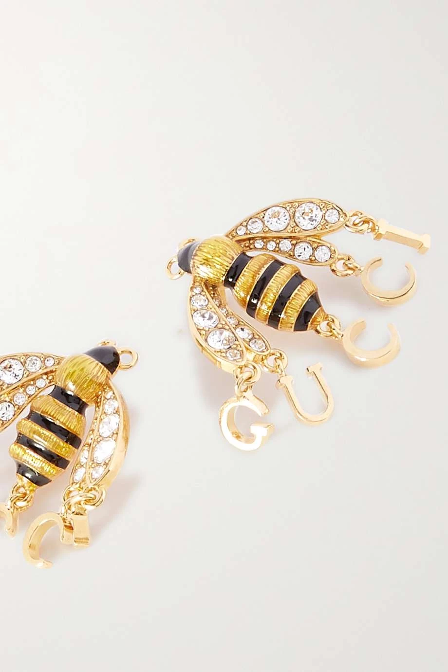 GUCCI Goldfarbene Ohrringe Mit Kristallen Und Emaille 4 GUCCI Goldfarbene Ohrringe Mit Kristallen Und Emaille – Bild 4