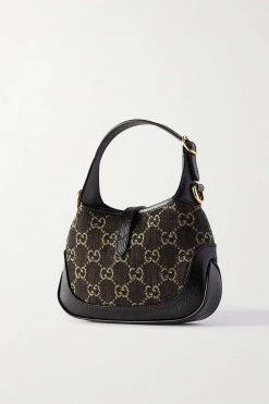 GUCCI Jackie 1961 Mini Schultertasche Aus Denim Mit Jacquard-Muster Und Lederbesätzen ,Schwarz -Offizielle GUCCI Website w920 q60 1117