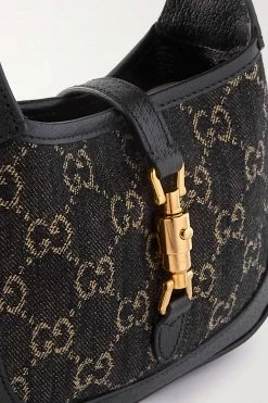 GUCCI Jackie 1961 Mini Schultertasche Aus Denim Mit Jacquard-Muster Und Lederbesätzen ,Schwarz -Offizielle GUCCI Website w920 q60 1118