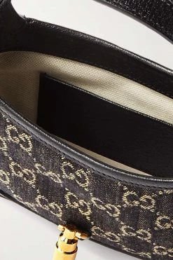 GUCCI Jackie 1961 Mini Schultertasche Aus Denim Mit Jacquard-Muster Und Lederbesätzen ,Schwarz -Offizielle GUCCI Website w920 q60 1119