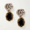 GUCCI Goldfarbene Ohrringe Mit Kristallen ,Schwarz