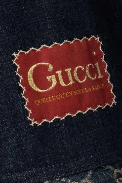 GUCCI + NET SUSTAIN Jeansjacke Aus Bio-Denim Mit Jacquard-Muster Und Lederbesätzen ,Blau -Offizielle GUCCI Website w920 q60 1148