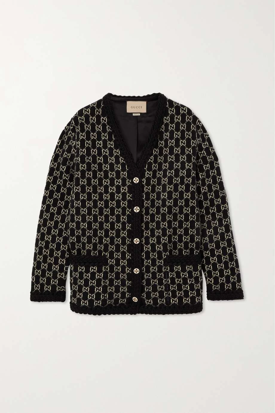 GUCCI Cardigan Aus Wolle In Jacquard-Strick ,Schwarz 1 GUCCI Cardigan Aus Wolle In Jacquard-Strick ,Schwarz