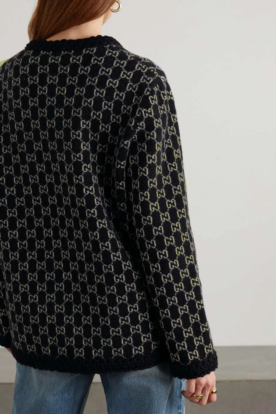 GUCCI Cardigan Aus Wolle In Jacquard-Strick ,Schwarz 4 GUCCI Cardigan Aus Wolle In Jacquard-Strick ,Schwarz – Bild 4