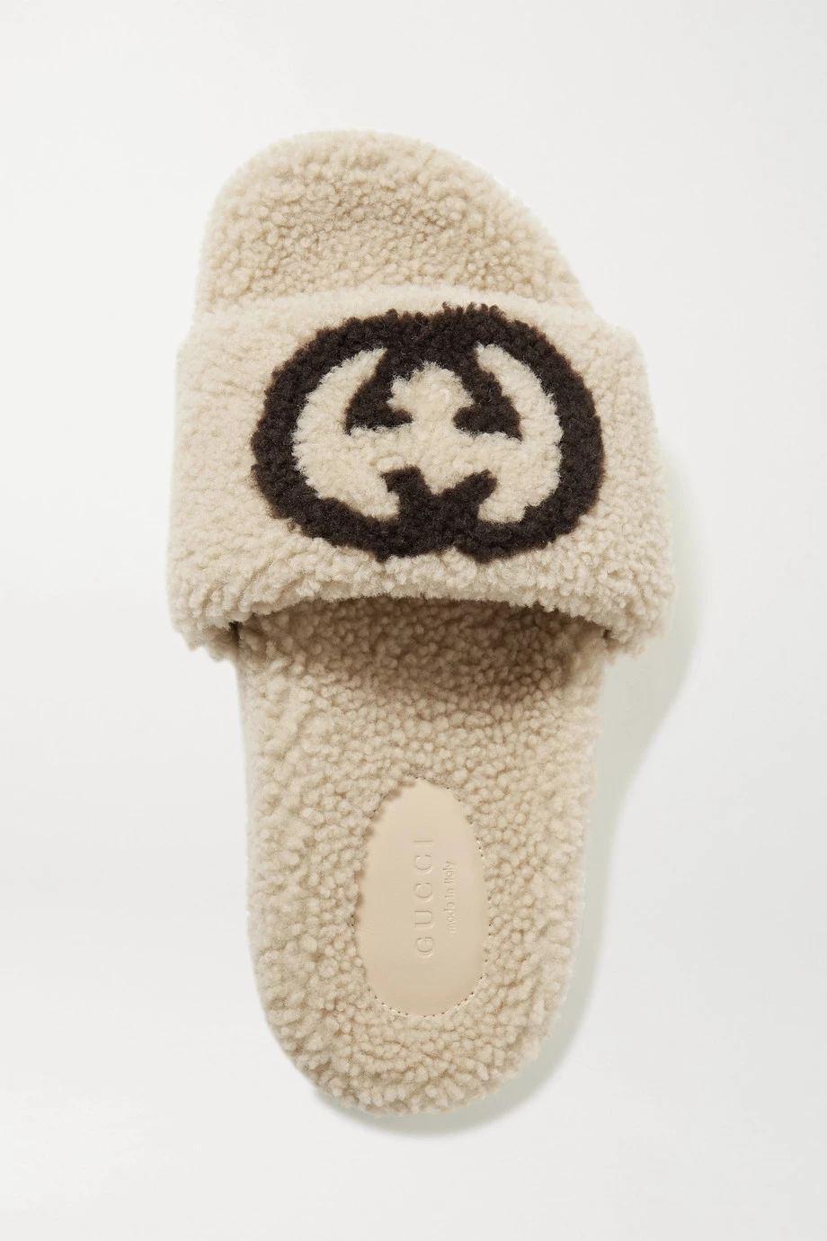 GUCCI Eileen Pantoletten Aus Shearling Mit Logoprint ,Beige 5 GUCCI Eileen Pantoletten Aus Shearling Mit Logoprint ,Beige – Bild 5