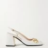 GUCCI Baby Slingback-Pumps Aus Leder Mit Horsebit-Detail ,Weiß