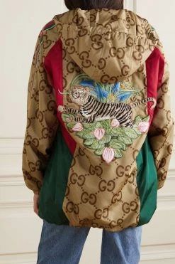GUCCI Chinese New Year Kapuzenjacke Aus Bedrucktem Shell Mit Applikationen ,Braun -Offizielle GUCCI Website w920 q60 1252