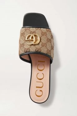 GUCCI Jolie Pantoletten Aus Verziertem Canvas Mit Logomuster Und Lederbesätzen ,Beige -Offizielle GUCCI Website w920 q60 1277