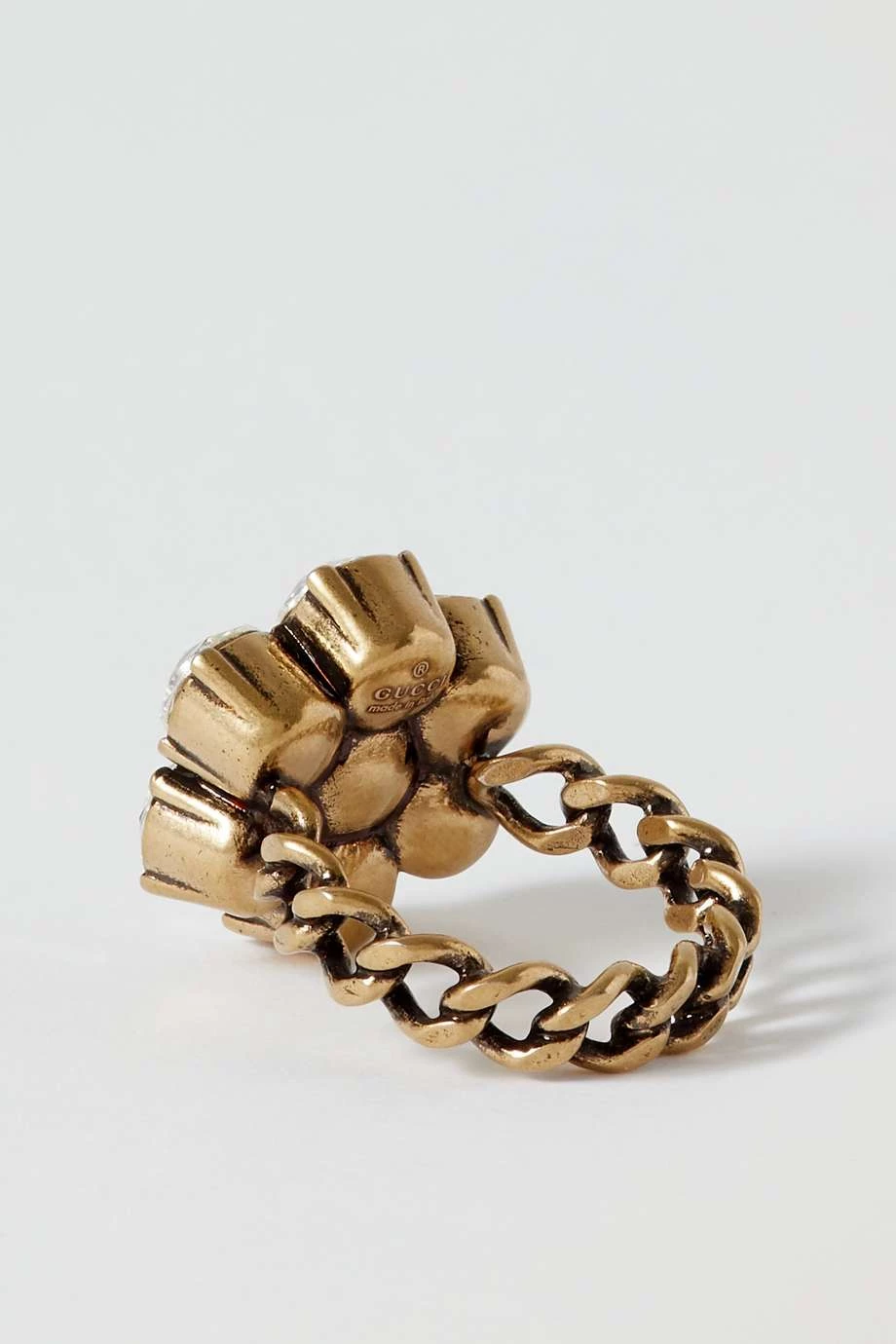 GUCCI GG Marmont Goldfarbener Ring Mit Kristallen 3 GUCCI GG Marmont Goldfarbener Ring Mit Kristallen – Bild 3