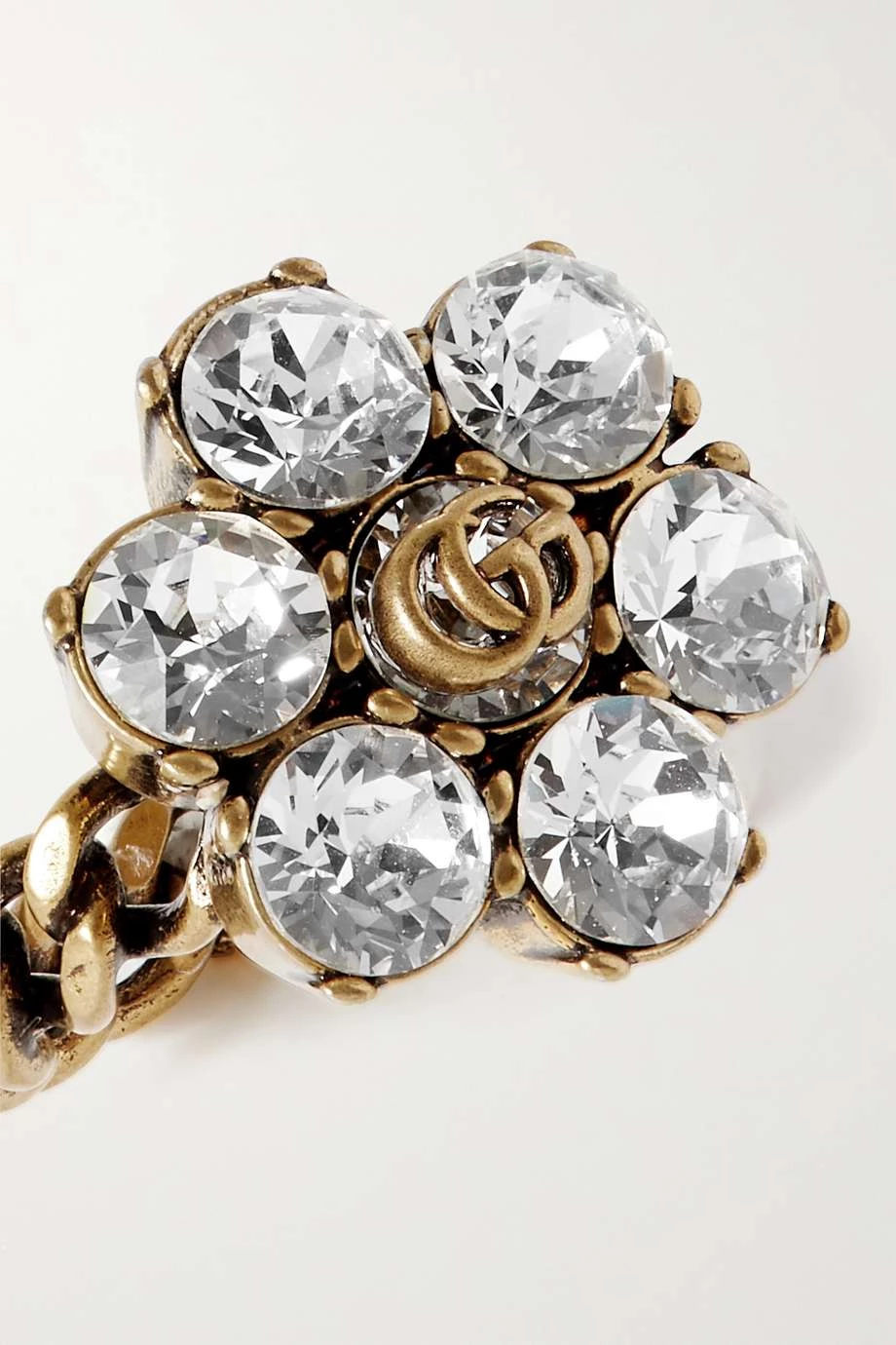 GUCCI GG Marmont Goldfarbener Ring Mit Kristallen 4 GUCCI GG Marmont Goldfarbener Ring Mit Kristallen – Bild 4