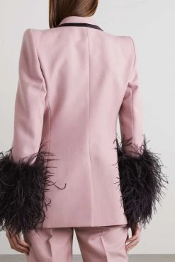 GUCCI Blazer Aus Canvas Aus Einer Woll-Mohairmischung Mit Seiden- Und Federbesatz ,Pink -Offizielle GUCCI Website w920 q60 1295