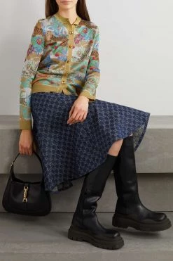 GUCCI Chinese New Year Cardigan Aus Jacquard-Strick In Metallic-Optik ,Grün -Offizielle GUCCI Website w920 q60 1303