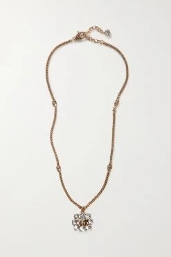 GUCCI GG Marmont Goldfarbene Kette Mit Kristallen ,Transparent