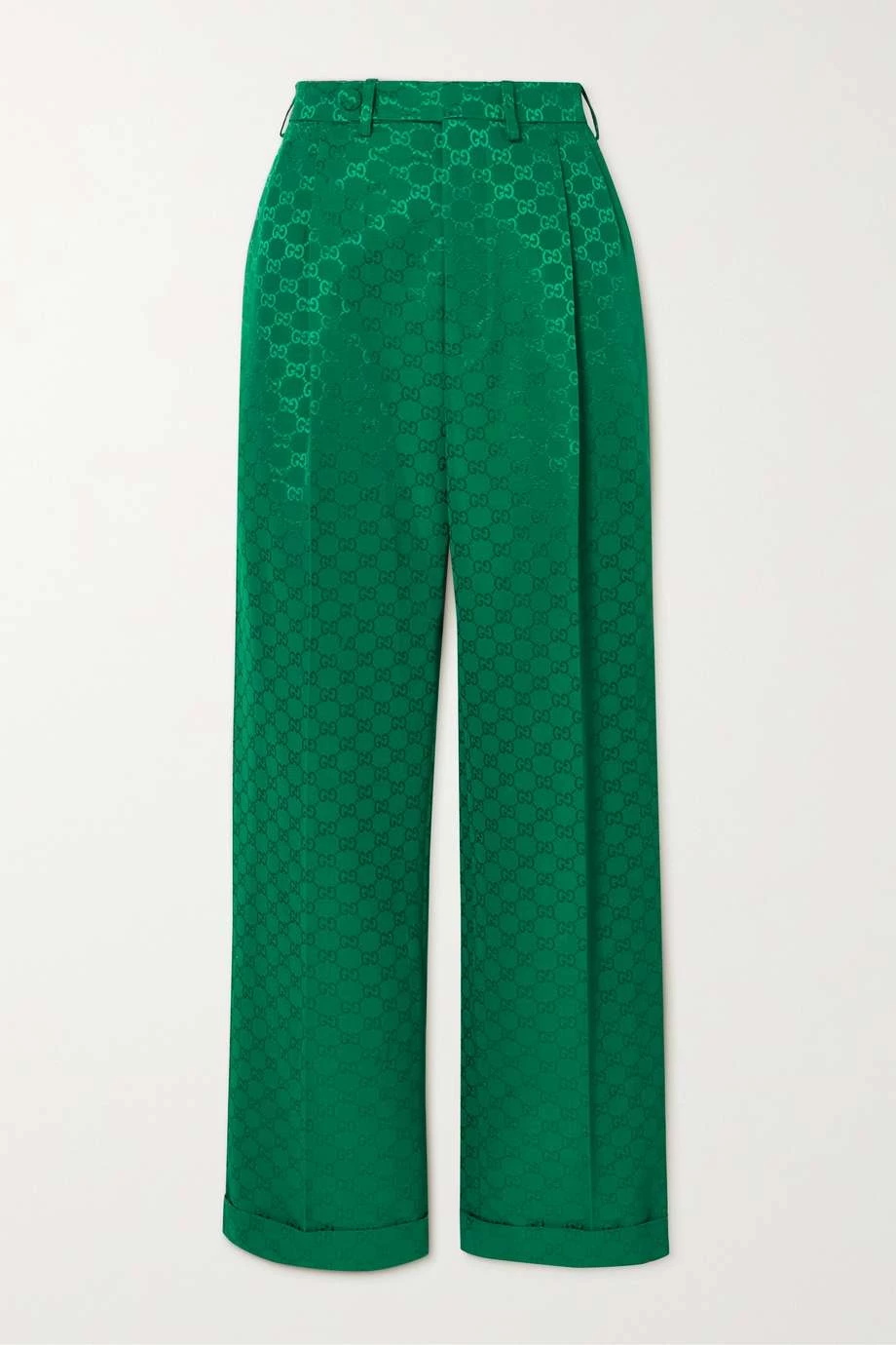 GUCCI Aria Hose Mit Weitem Bein Aus Jacquard Aus Einer Baumwollmischung ,Grün 1 GUCCI Aria Hose Mit Weitem Bein Aus Jacquard Aus Einer Baumwollmischung ,Grün