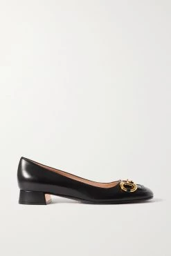 GUCCI Baby Pumps Aus Leder Mit Horsebit-Detail ,Schwarz