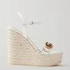GUCCI Aitana Espadrille-Wedges Aus Leder Mit Logoverzierung ,Weiß