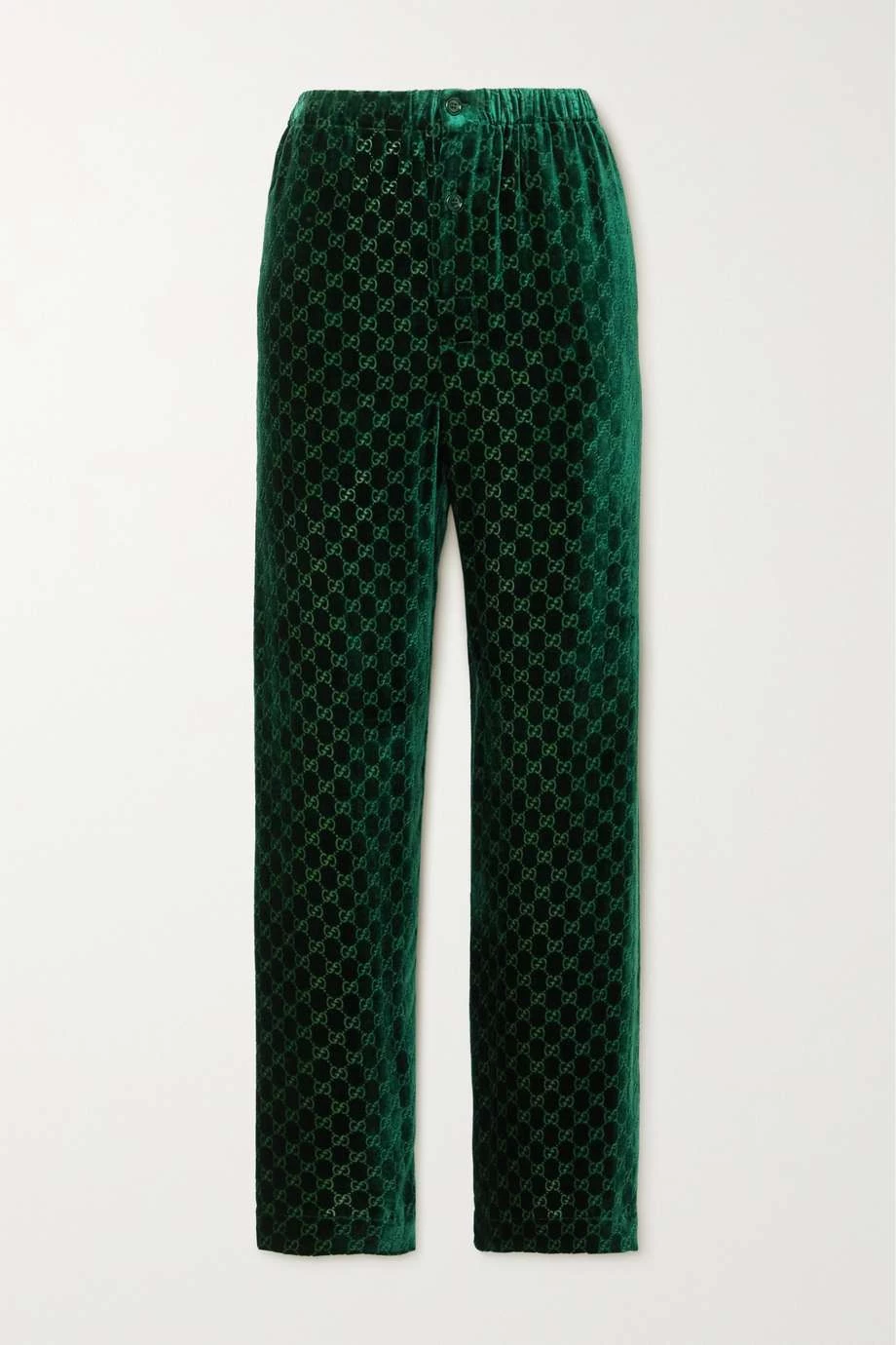 GUCCI Hose Aus Devoré-Samt ,Grün 1 GUCCI Hose Aus Devoré-Samt ,Grün