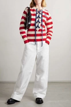 GUCCI Love Parade Gestreifter Pullover Aus Baumwolle Mit Schnürung Und Applikation ,Rot -Offizielle GUCCI Website w920 q60 14