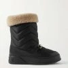 GUCCI Schneestiefel Aus Gestepptem Shell Mit Horsebit-Detail Und Besätzen Aus Shearling Und Leder ,Schwarz