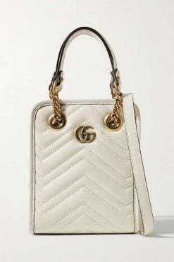 GUCCI GG Marmont 2.0 Schultertasche Aus Gestepptem Leder ,Weiß