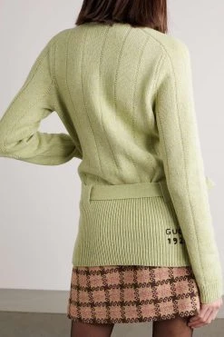 GUCCI Cardigan Aus Wolle Mit Stickerei Und Gürtel ,Grasgrün -Offizielle GUCCI Website w920 q60 1413