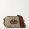 GUCCI Neo Vintage GG Supreme Schultertasche Aus Beschichtetem Canvas Mit Besätzen Aus Strukturiertem Leder ,Braun