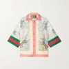 GUCCI Chinese New Year Hemd Aus Bedrucktem Seiden-Twill Mit Streifen ,Pink