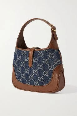 GUCCI Jackie 1961 Mini Schultertasche Aus Bio-Denim Mit Jacquard-Muster Und Lederbesätzen ,Blau -Offizielle GUCCI Website w920 q60 1434