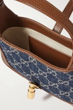 GUCCI Jackie 1961 Mini Schultertasche Aus Bio-Denim Mit Jacquard-Muster Und Lederbesätzen ,Blau -Offizielle GUCCI Website w920 q60 1436