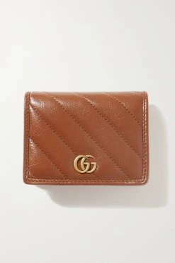 GUCCI GG Marmont Portemonnaie Aus Gestepptem Leder ,Braun