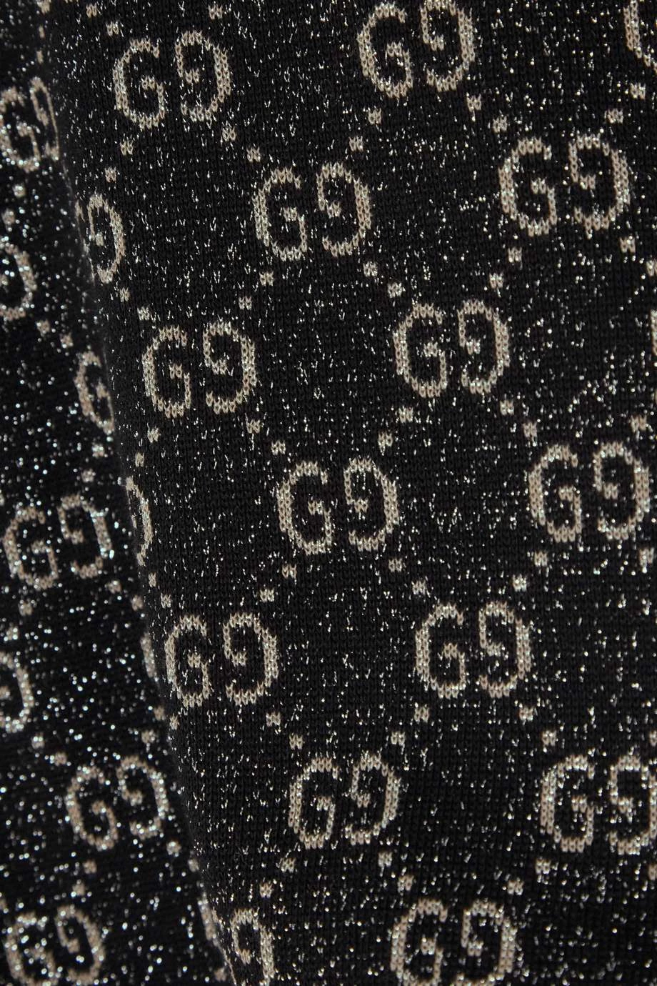 GUCCI GG Stehkragenpullover Aus Metallic-Strick Aus Einer Baumwollmischung Mit Intarsienmuster ,Schwarz 4 GUCCI GG Stehkragenpullover Aus Metallic-Strick Aus Einer Baumwollmischung Mit Intarsienmuster ,Schwarz – Bild 4