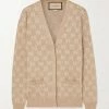 GUCCI Cardigan Aus Jacquard-Strick Aus Einer Baumwollmischung In Metallic-Optik ,Camel