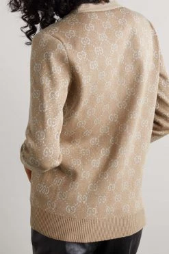 GUCCI Cardigan Aus Jacquard-Strick Aus Einer Baumwollmischung In Metallic-Optik ,Camel -Offizielle GUCCI Website w920 q60 1466