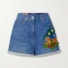 GUCCI Chinese New Year Jeansshorts Mit Stickerei ,Blau