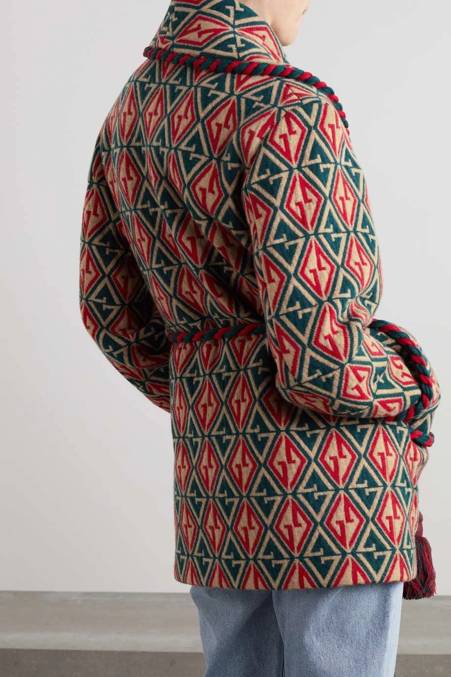 GUCCI Cardigan Aus Woll-Jacquard Mit Bindegürtel Und Troddeln ,Beige 4 GUCCI Cardigan Aus Woll-Jacquard Mit Bindegürtel Und Troddeln ,Beige – Bild 4