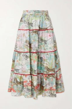 GUCCI Chinese New Year Midirock Aus Bedrucktem Seiden-Twill ,Grün