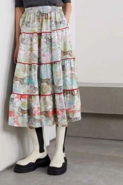 GUCCI Chinese New Year Midirock Aus Bedrucktem Seiden-Twill ,Grün -Offizielle GUCCI Website w920 q60 1519