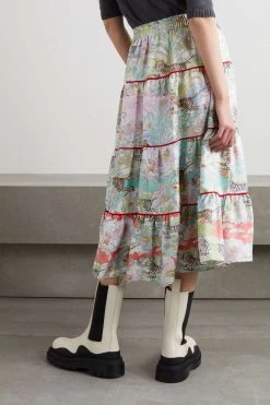 GUCCI Chinese New Year Midirock Aus Bedrucktem Seiden-Twill ,Grün -Offizielle GUCCI Website w920 q60 1520