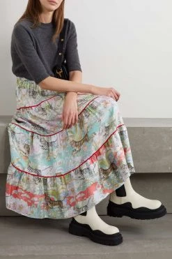 GUCCI Chinese New Year Midirock Aus Bedrucktem Seiden-Twill ,Grün -Offizielle GUCCI Website w920 q60 1522