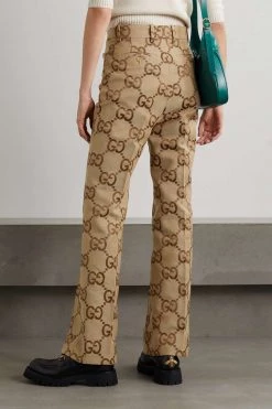 GUCCI Hose Mit Geradem Bein Aus Canvas Aus Einer Baumwollmischung Mit Jacquard-Muster Und Falten ,Camel -Offizielle GUCCI Website w920 q60 1525
