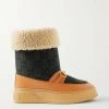 GUCCI Schneestiefel Aus Filz Mit Logomuster, Horsebit-Detail Und Besätzen Aus Shearling Und Leder ,Braun