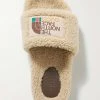GUCCI + The North Face Sideline Pantoletten Aus Shearling Mit Logoapplikation ,Beige