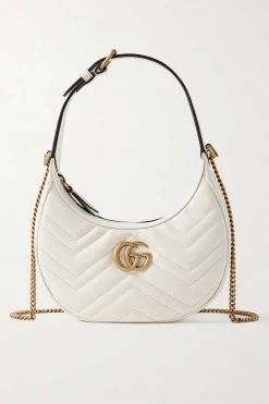 GUCCI Marmont 2.0 Mini Schultertasche Aus Gestepptem Leder ,Weiß